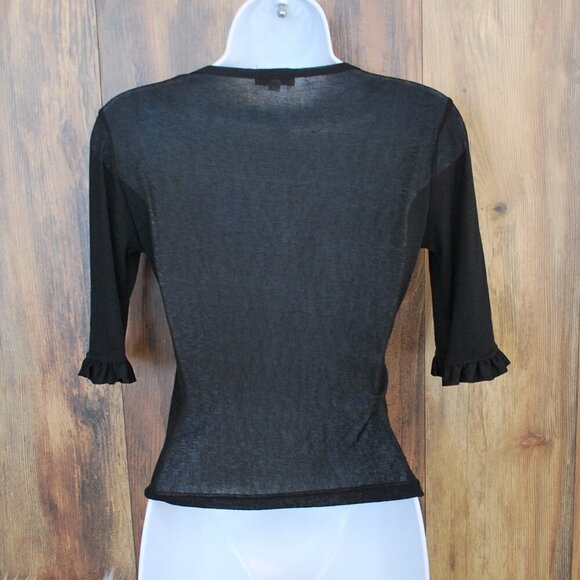 Heart Soul Women's Black Over the Cake 1/4 Sleeve Blouse M - Picture 3 of 4